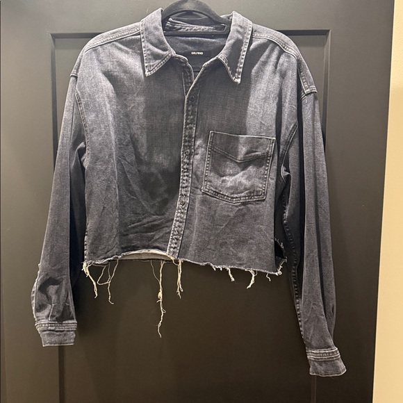 GRLFRND Tops - GRLFRND Black Denim Cropped Shirt